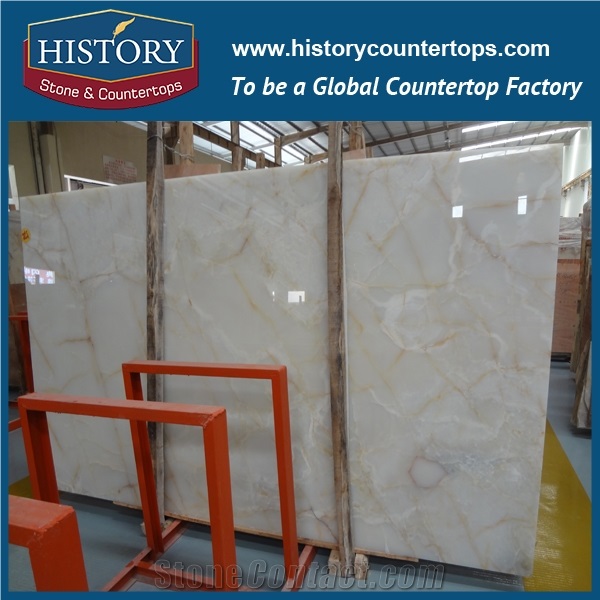White Onyx Slabs for Countertop, Onyx Tiles Wall Tv Background Luxury Stone Natural Marble Transparent