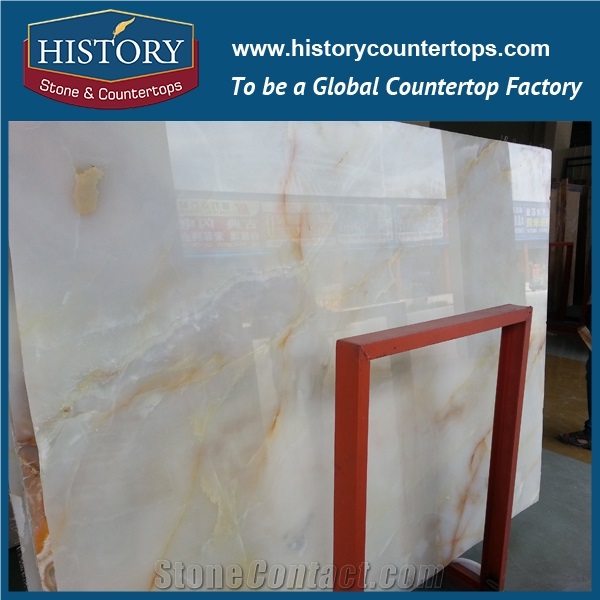 White Onyx Slabs for Countertop, Onyx Tiles Wall Tv Background Luxury Stone Natural Marble Transparent