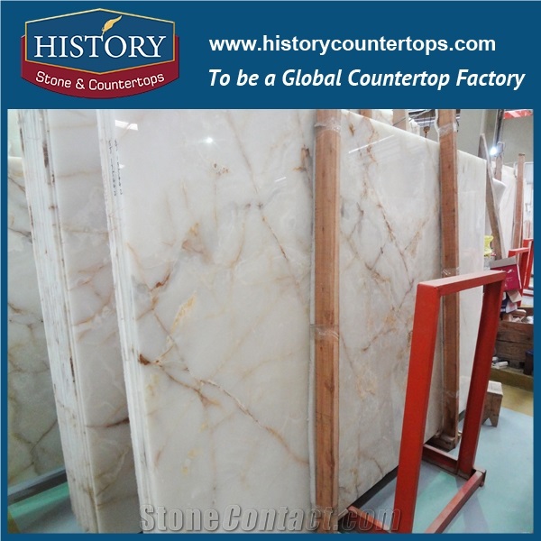 White Onyx Slabs for Countertop, Onyx Tiles Wall Tv Background Luxury Stone Natural Marble Transparent