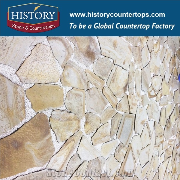 Yellow Wooden Color Sandstone, Irregular Shape Flagstone for Walling, Random Floor Covering Stone, Pavers Stone Lover for Garden