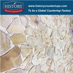 Yellow Wooden Color Sandstone, Irregular Shape Flagstone for Walling, Random Floor Covering Stone, Pavers Stone Lover for Garden