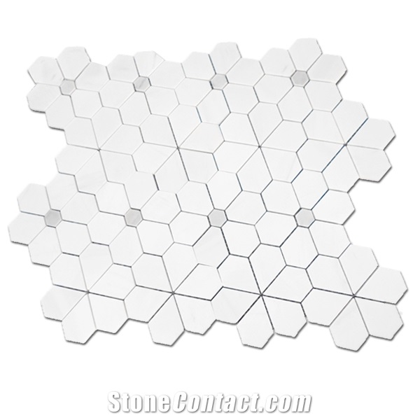 Direct Factory Marble, White Marble Pattern, Sun Flower Mosaic, Floor Tiles,White Mosaic