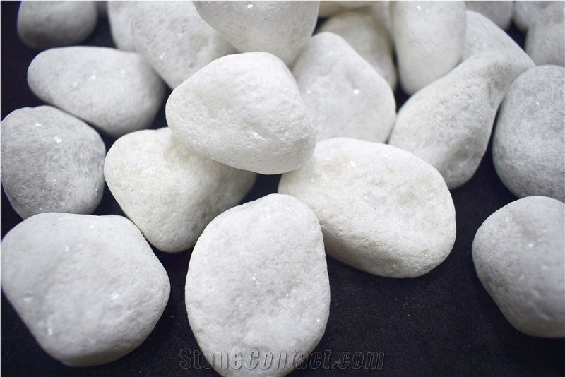 Factory Sale Natural Stone Snow White Round Quartzite Dolamite Pebbles