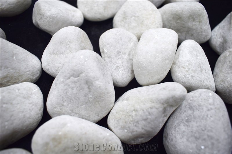 Factory Sale Natural Stone Snow White Round Quartzite Dolamite Pebbles