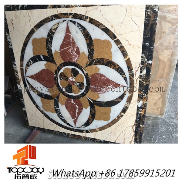 Polished Round Water Jet Medallions, Flooring Tiles,Decorated Hotel Lobby and Hall Tiles&Customized Marble Flooring Paving Tiles Patterns