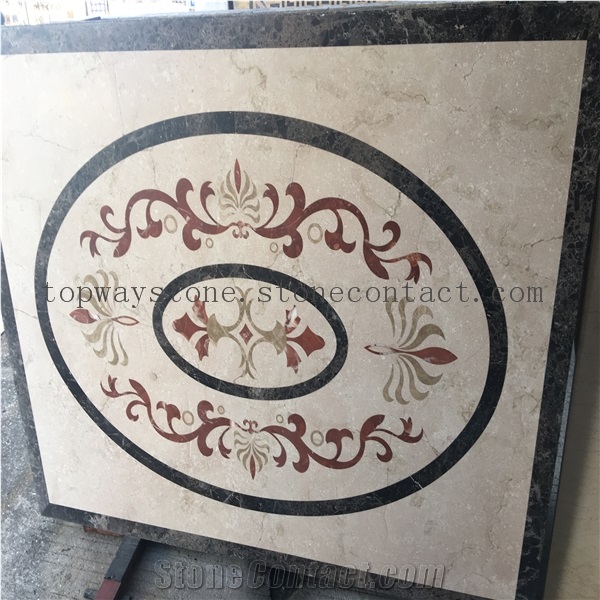 Polished Round Water Jet Medallions, Flooring Tiles,Decorated Hotel Lobby and Hall Tiles&Customized Marble Flooring Paving Tiles Patterns