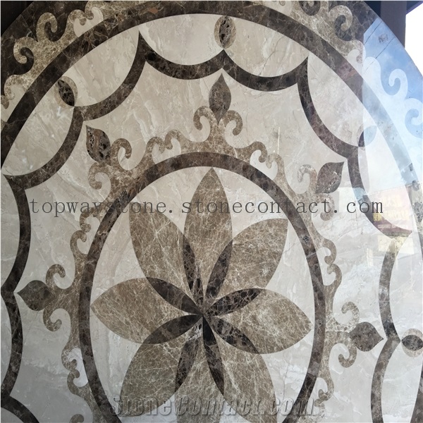 Polished Round Water Jet Medallions, Flooring Tiles,Decorated Hotel Lobby and Hall Tiles&Customized Marble Flooring Paving Tiles Patterns
