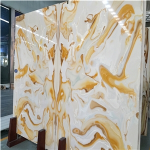 Yellow Artificial Onyx Slabs & Tiles