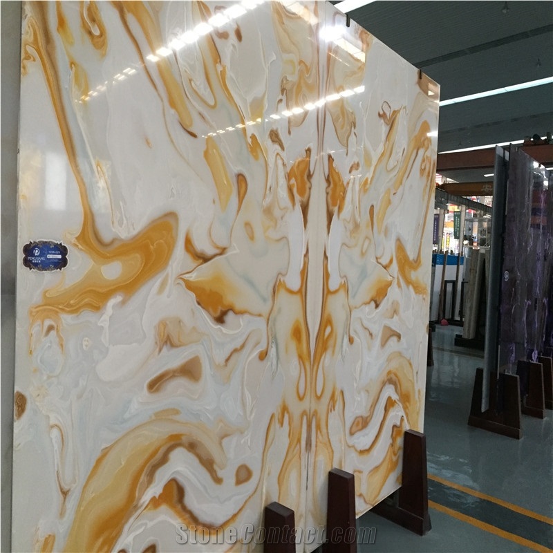 Yellow Artificial Onyx Slabs & Tiles