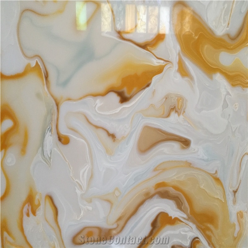 Yellow Artificial Onyx Slabs & Tiles