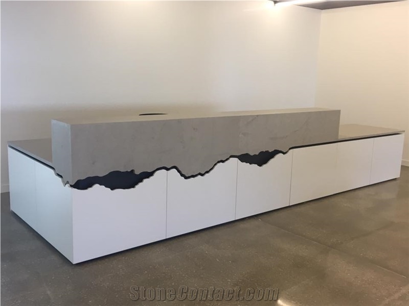 Gris Thala - Thalia Grey Limestone with a Water Cut Edge Office Desk