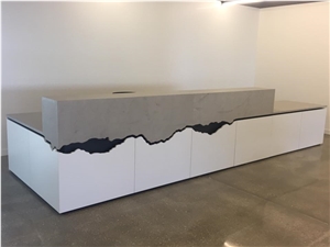 Gris Thala - Thalia Grey Limestone with a Water Cut Edge Office Desk