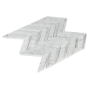Bianco Carrara White Marble Mosaic Tile Chevron Pattern Polished Sheet 12‘’X12 for Interiro Kitchen, Bathroom, Backsplash Wall Floor Covering