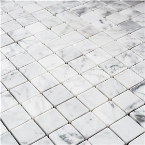 Bianco Carrara White Marble Mosaic Tile Polished Square 30mm 12"X12" Vieka Stone for Kitchen, Washroom, Bathroom, Backsplash Wall and Floor