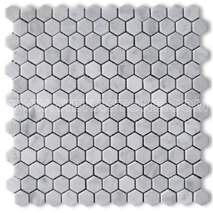 Bianco Carrara White Marble Mosaictile Hexagon Pattern Chips Chips 1‘’Sheet 12‘’X12 for Interiro Kitchen, Bathroom, Backsplash Wall Floor Covering