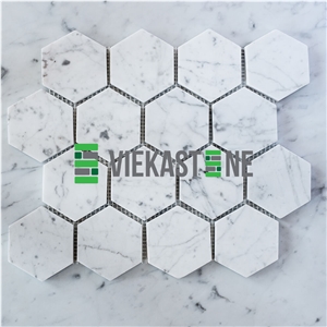 Bianco Carrara White Marble Mosaictile Hexagon Pattern Chips Chips 75m Sheet 12‘’X12 for Interiro Kitchen, Bathroom, Backsplash Wall Floor Covering Bianco Carrara White Marble Mosaictile Hexagon Pattern Chips Chips 75m Sheet 12‘’X12 for Interiro Kitchen, Bathroom, Backsplash Wall Floor Covering