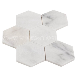 Bianco Carrara White Marble Mosaictile Hexagon Pattern Polished 127 mm Sheet 12‘’X12 for Interiro Kitchen, Bathroom, Backsplash Wall Floor Covering