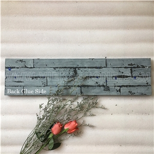 Black Slate Charcoal Natural Culture Stone Stacked Veneer Ledger Split Face Mosaic Tile Brick Wall Ledgestone Cladding Panel Rock Landscaping 60x15cm