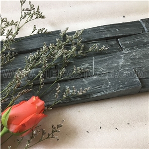 Black Slate Charcoal Natural Culture Stone Stacked Veneer Ledger Split Face Mosaic Tile Brick Wall Ledgestone Cladding Panel Rock Landscaping 60x15cm