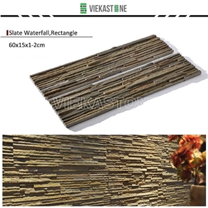 China Manufacturer Grey Rusty Slate Thin Strip Ledgestone Natural Culture Stone Stacked Ledger Tile Wall Cladding Panel 60x15cm Split Face Mosaic Rock