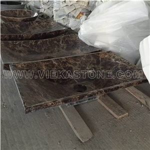 Dark Emperador Marble Rectangle Polished Washbasin Wash Bowls Sink & Basins for Kitchen and Bathroom from Manufacturer Vieka Stone