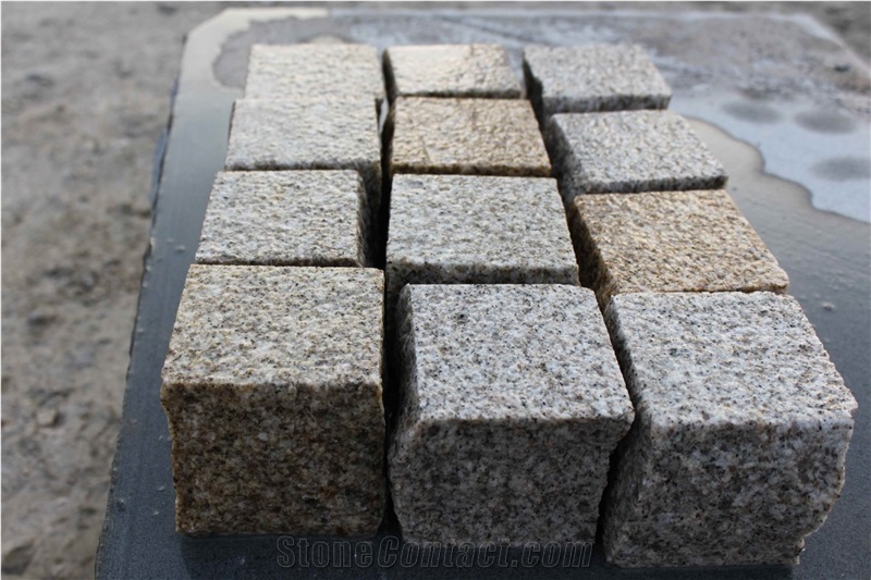 G682/G350 Yellow Gold Sesame Granite Cobble Stones for Driving Way, Competitive Prices