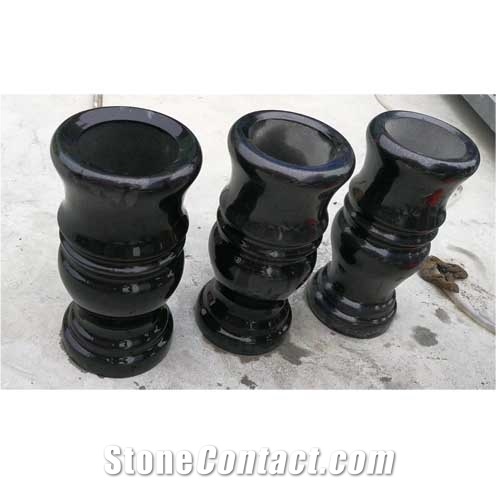 Black Granite Vase for Tombstone
