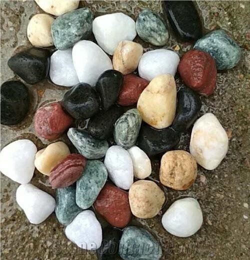 China 5 Color Natural Stone Tumble Pebbles 15-20mm