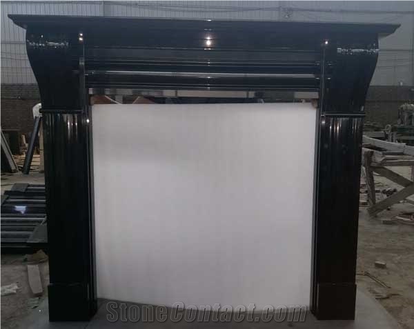 China Black Granite Stone Fireplace Mantel