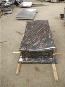 China Rose Aurora Granite Polished Headstone, Vase, Lamp, Gravestone, European Style Aurora Granite Tombstone & Monument with Carving