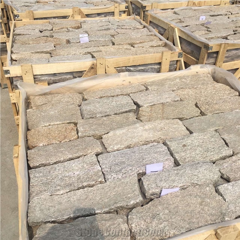 China Tiger Skin Yellow Quartzite Walling and Corners / China Yellow Quartzite Cladding / Natural Random Stone Veneer / Loose Ledgestone