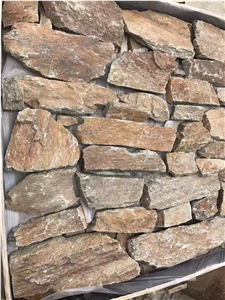China Tiger Skin Yellow Quartzite Walling and Corners / China Yellow Quartzite Cladding / Natural Random Stone Veneer / Loose Ledgestone