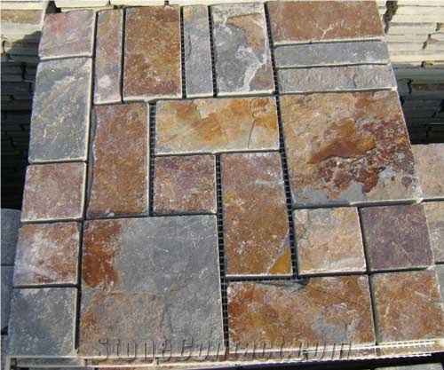 Hebei Quartizte French Pattern Mosaic Mesh Tiles 305*305cm