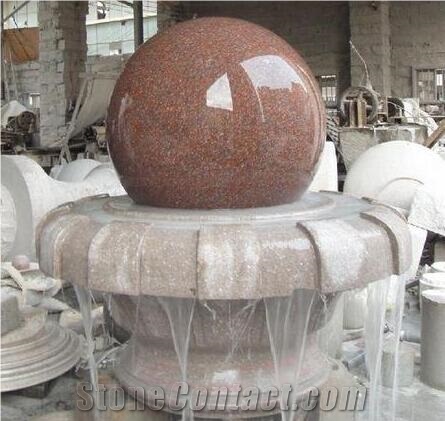 Natural Marble Hand Carved Rolling Fengshui Ball Outside Fountain