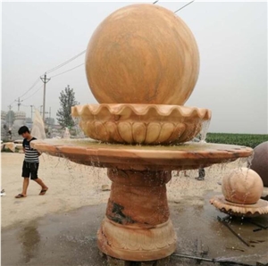 Natural Marble Hand Carved Rolling Fengshui Ball Outside Fountain