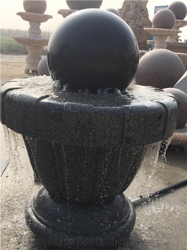 Natural Marble Hand Carved Rolling Fengshui Ball Outside Fountain