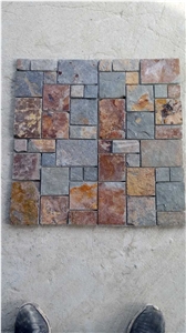 Natural Stone Floor Tile Composited Polished Slate Mosaic, Light Colors Mosaic