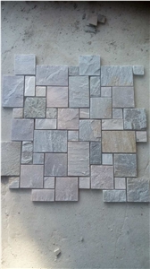 Natural Stone Floor Tile Composited Polished Slate Mosaic, Light Colors Mosaic