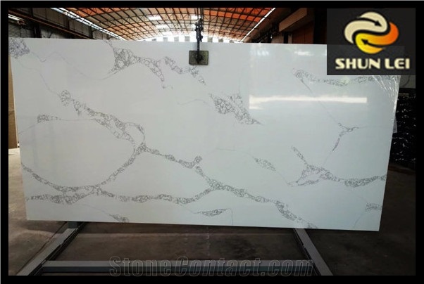 O.E.M Manufacturer Bianco Calacatta Marble Look White Quartz Stone Tiles for Interior Stone,Engineered Stone Building Walling Design