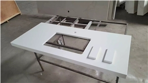 White Speckled Quartz Bathroom Countertops, Vanity Tops, Custom Caesarstone Top