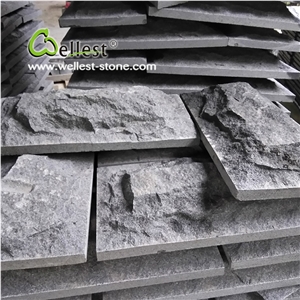 G654 Sesame Black Natural Granite Mushroom Stone Wall Cladding Customized Size Mushroom Tile for Sale