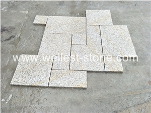 G682 Sunset Yellow Beige Base Granite Bush Hammered Finish French Pattern Paver for Patio