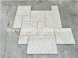 G682 Sunset Yellow Beige Base Granite Bush Hammered Finish French Pattern Paver for Patio
