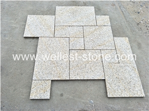 G682 Sunset Yellow Beige Base Granite Bush Hammered Finish French Pattern Paver for Patio