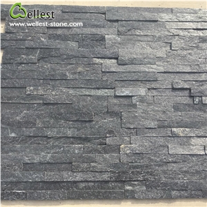 Natural Black Quartzite Stacked Stone Veneer House Indoor Wall Cladding Stone Ledge Stone Best Price
