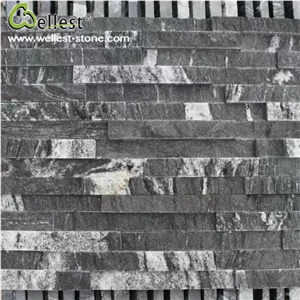 Natural Snow Black Granite Ledge Culture Stacked Stone Pannel for Garden Feature Wall Vaneer Cladding Decor and Pool Waterfall