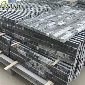 Natural Snow Black Granite Ledge Culture Stacked Stone Pannel for Garden Feature Wall Vaneer Cladding Decor and Pool Waterfall