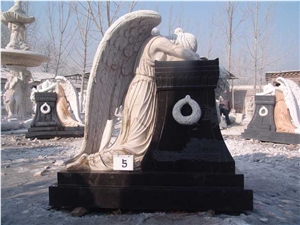 Hand Carved Angel Statue with Multi-Color Marble