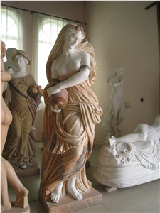 Hand Carved Mixed Color Marble Lady Statue Sculpture