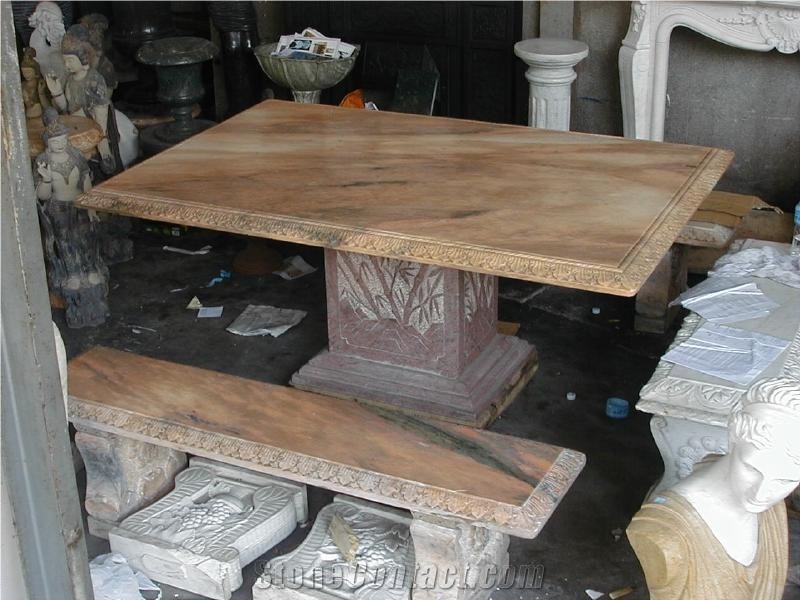 Marble Table and Bench for Garden